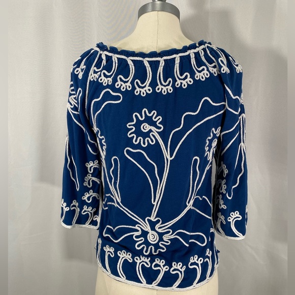 Lauren Michelle blouse embellished accents boho hippie beachy mobwife medium - Picture 5 of 6